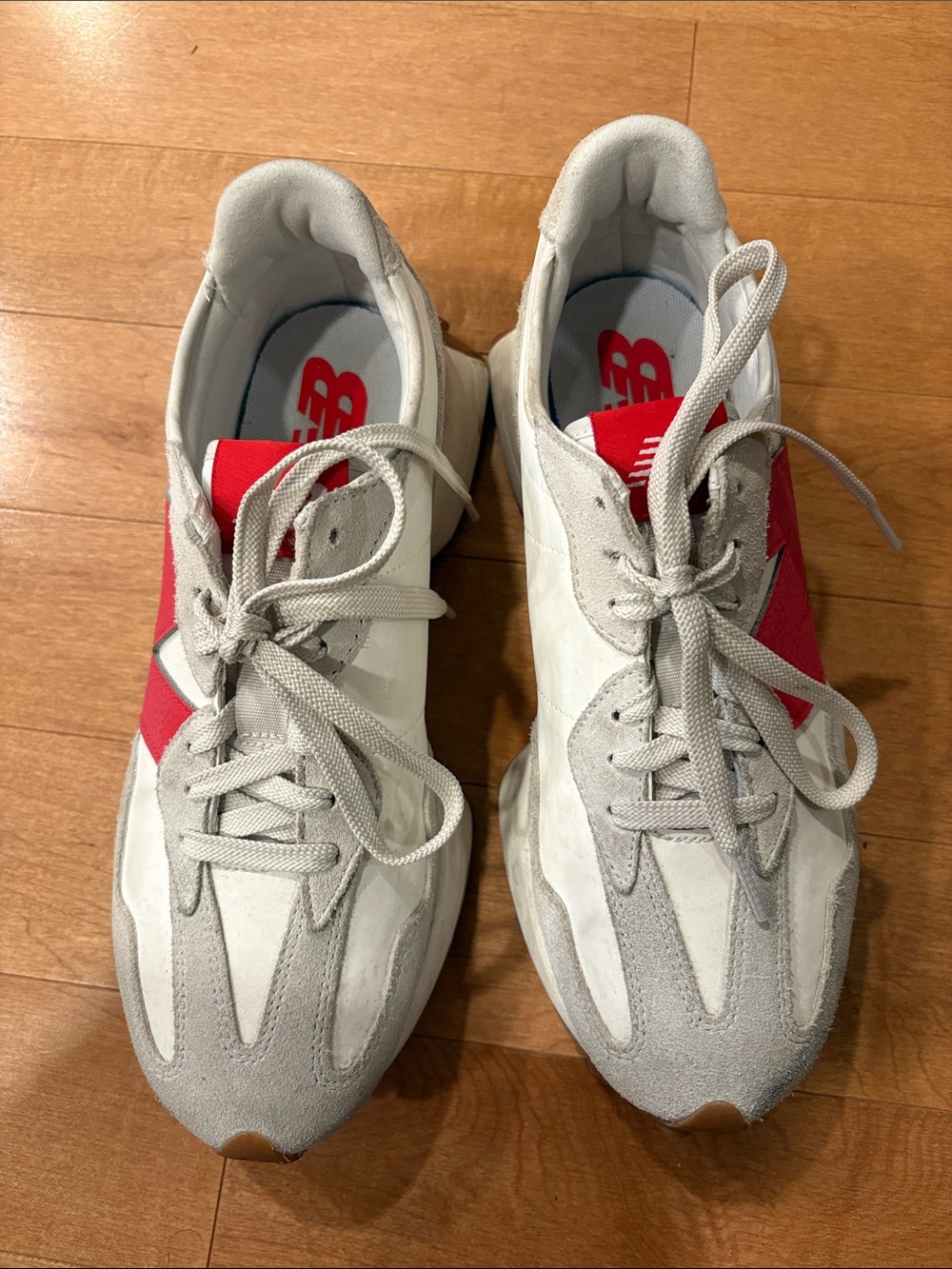 Women’s White and Red New Balance 327 Casual Sneakers - Picture 2 of 7